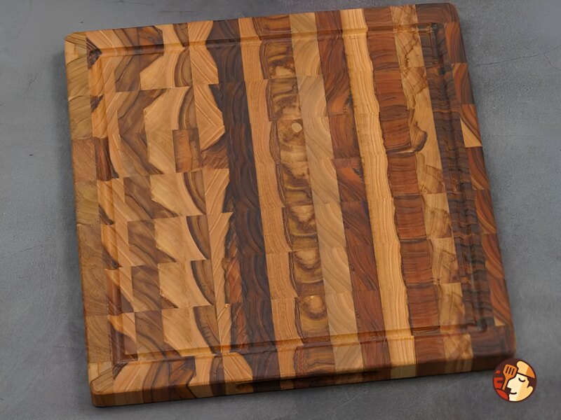 Teak Chef Studio Square End Grain Wood Cutting Board With 12x12x0.98in