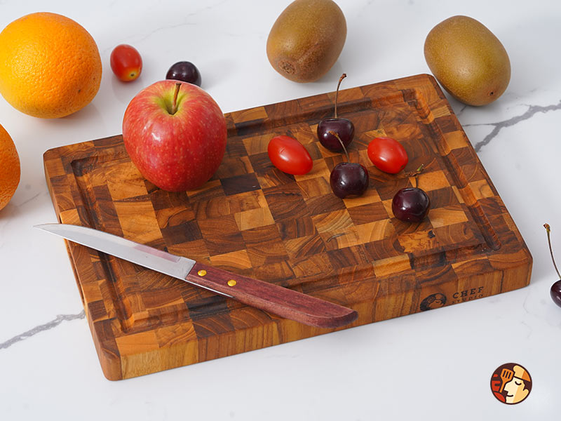 The Teak wood cutting board is durable