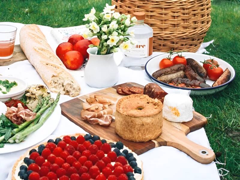 wooden cutting board outdoors for picnics